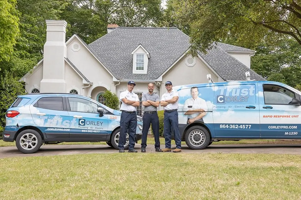 Corley Trucks Outside a Customer Home